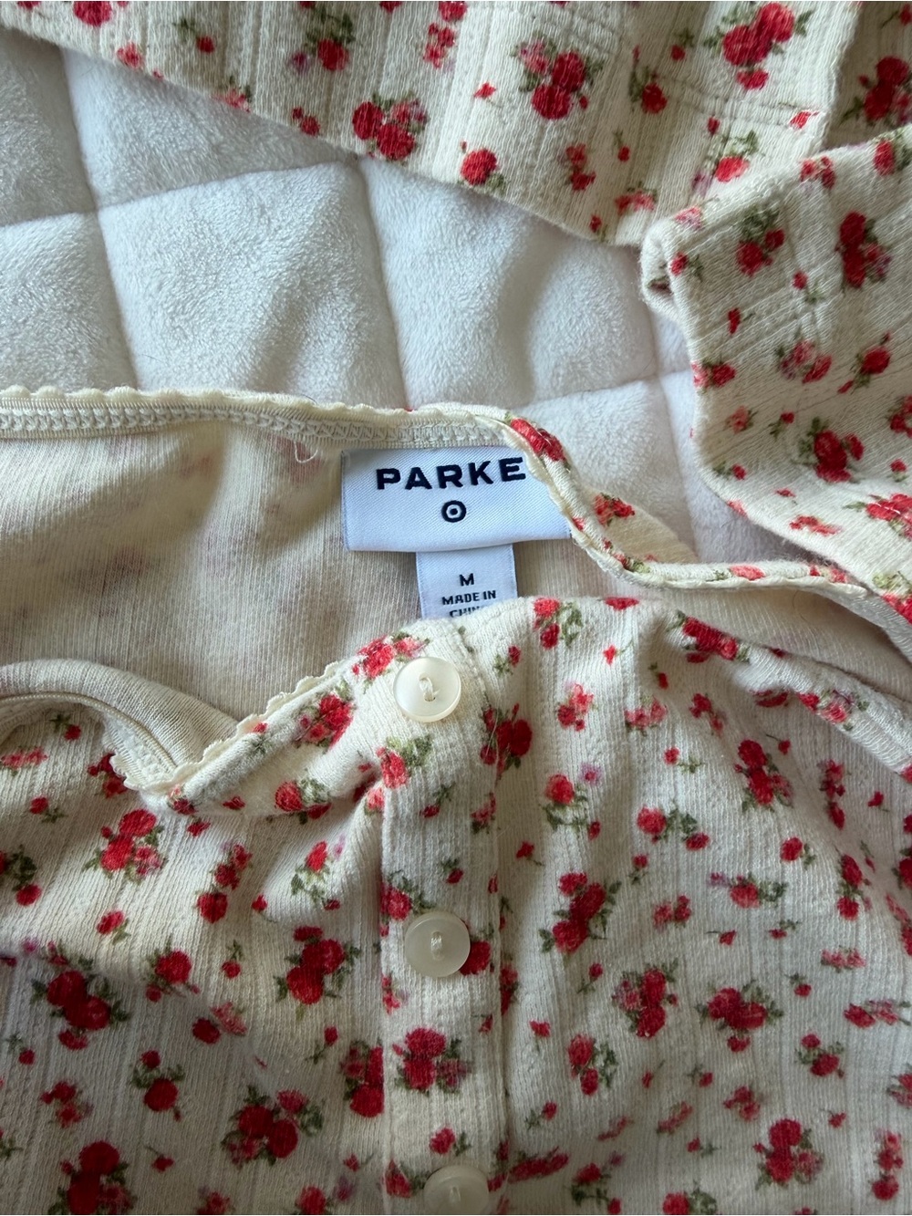 Parke x Target Pointelle Cream Floral Set with Red Flower Print - Picture 7 of 7